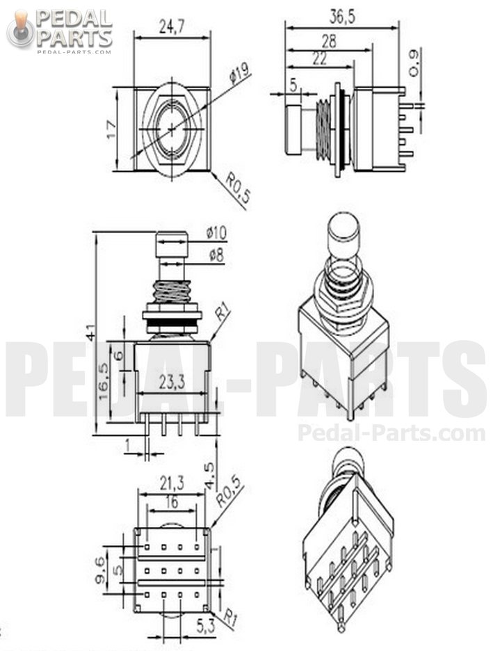 4pdt Footswitch Solder Lugs Stomp Switch Solder Lugs